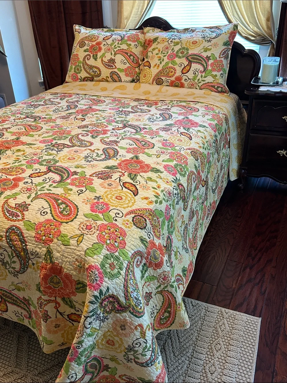 Greenland Home Fashions Floral Paisley Quilted Bedspread Set , Multi col.90”x90”